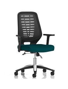 Dynamic Relay Task Operator Chair Bespoke Colour Black Back Maringa Teal With Height Adjustable Arms KCUP2071