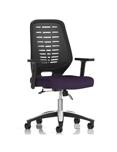 Dynamic Relay Task Operator Chair Bespoke Colour Black Back Tansy Purple With Height Adjustable Arms KCUP2072