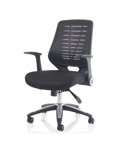 Dynamic Relay Task Operator Chair Airmesh Seat Black Back With Folding Arms OP000115