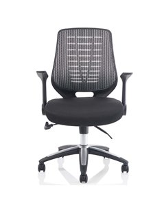 Dynamic Relay Task Operator Chair Airmesh Seat Silver Back With Folding Arms OP000116 2