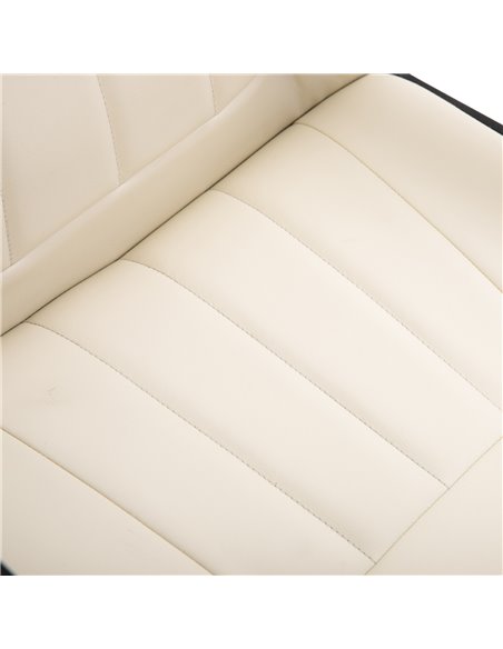 HOMCOM Swivel Executive Office Chair Home Office Mid Back PU Leather Computer Desk Chair for Adults with Arm, Wheels, Cream - pic 8153 | FastDaddyshop