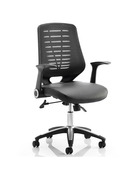 Dynamic Relay Task Operator Chair Leather Seat Black Back With Folding Arms OP000117 - pic 81535 | FastDaddyshop