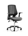 Dynamic Relay Task Operator Chair Leather Seat Black Back With Folding Arms OP000117