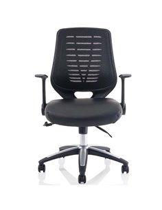 Dynamic Relay Task Operator Chair Leather Seat Black Back With Folding Arms OP000117 2