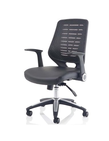 Dynamic Relay Task Operator Chair Leather Seat Black Back With Folding Arms OP000117