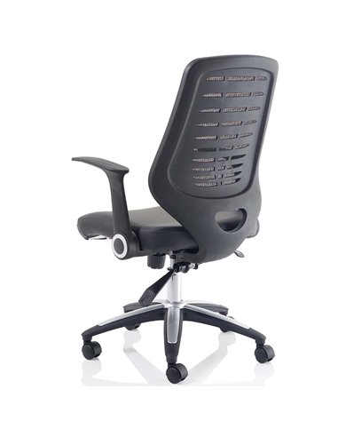 Dynamic Relay Task Operator Chair Leather Seat Black Back With Folding Arms OP000117