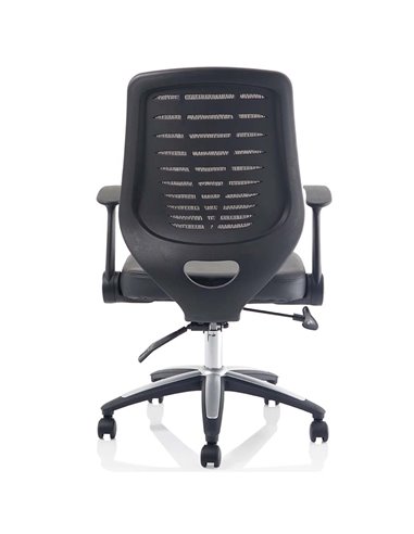 Dynamic Relay Task Operator Chair Leather Seat Black Back With Folding Arms OP000117