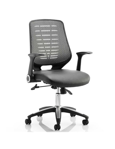 Dynamic Relay Task Operator Chair Leather Seat Silver Back With Folding Arms OP000118 - pic 81543 | FastDaddyshop