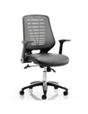 Dynamic Relay Task Operator Chair Leather Seat Silver Back With Folding Arms OP000118