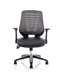 Dynamic Relay Task Operator Chair Leather Seat Silver Back With Folding Arms OP000118 2