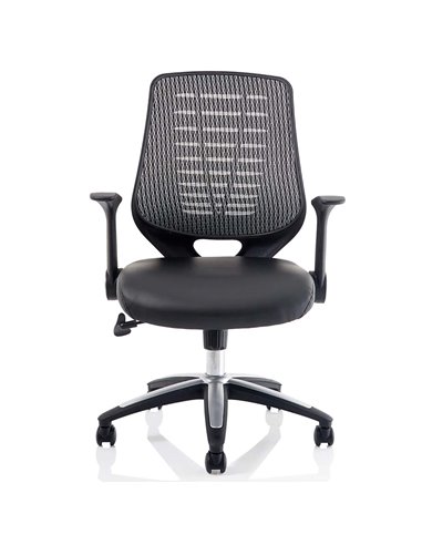 Dynamic Relay Task Operator Chair Leather Seat Silver Back With Folding Arms OP000118
