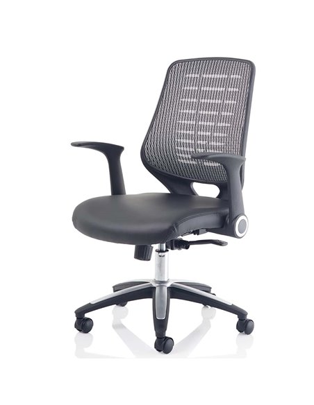 Dynamic Relay Task Operator Chair Leather Seat Silver Back With Folding Arms OP000118 - pic 81545 | FastDaddyshop