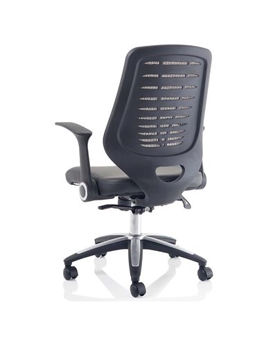 Dynamic Relay Task Operator Chair Leather Seat Silver Back With Folding Arms OP000118