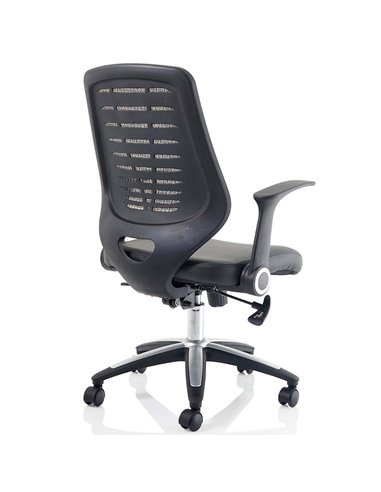 Dynamic Relay Task Operator Chair Leather Seat Silver Back With Folding Arms OP000118