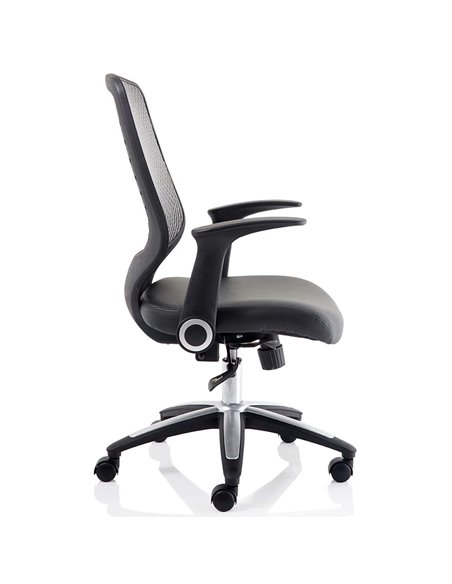 Dynamic Relay Task Operator Chair Leather Seat Silver Back With Folding Arms OP000118 - pic 81550 | FastDaddyshop