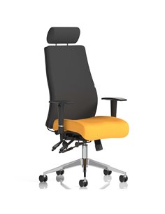 Dynamic Onyx Posture Office Chair Bespoke Colour Seat With Headrest Senna Yellow KCUP0421