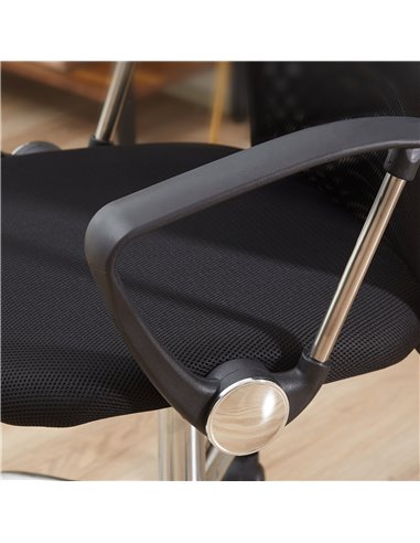 HOMCOM Swivel Office Chair Mesh Fabric Executive Chair Seat Home Desk Chairs Armchair with Wheel, Black