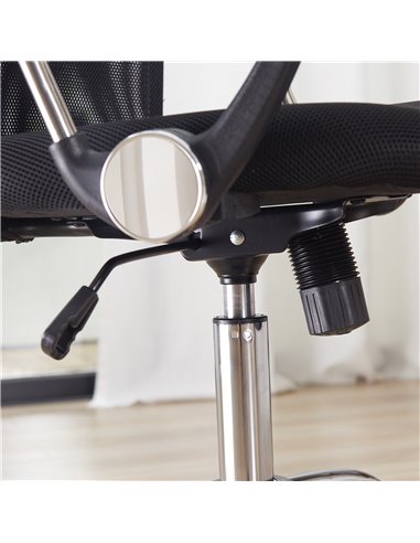 HOMCOM Swivel Office Chair Mesh Fabric Executive Chair Seat Home Desk Chairs Armchair with Wheel, Black