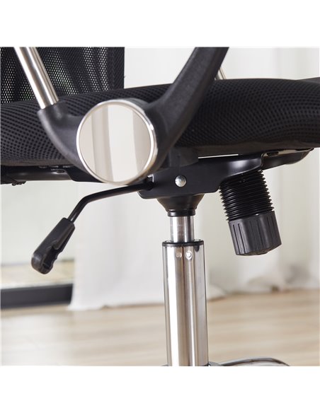 HOMCOM Swivel Office Chair Mesh Fabric Executive Chair Seat Home Desk Chairs Armchair with Wheel, Black - pic 8162 | FastDaddyshop