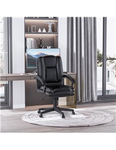 Homcom Swivel Executive Office Chair PU Leather with Double-Tier Padding, Arm, Wheels, Black 2