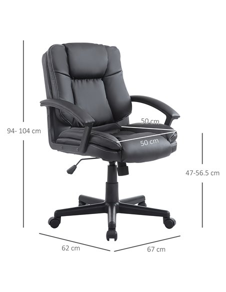 HOMCOM Swivel Executive Office Chair Mid Back Faux Leather Computer Desk Chair for Home with Double-Tier Padding, Arm, Wheels, B - pic 8164 | FastDaddyshop