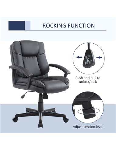 HOMCOM Swivel Executive Office Chair Mid Back Faux Leather Computer Desk Chair for Home with Double-Tier Padding, Arm, Wheels, B