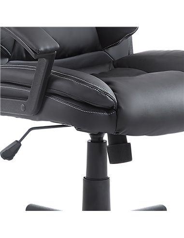 HOMCOM Swivel Executive Office Chair Mid Back Faux Leather Computer Desk Chair for Home with Double-Tier Padding, Arm, Wheels, B