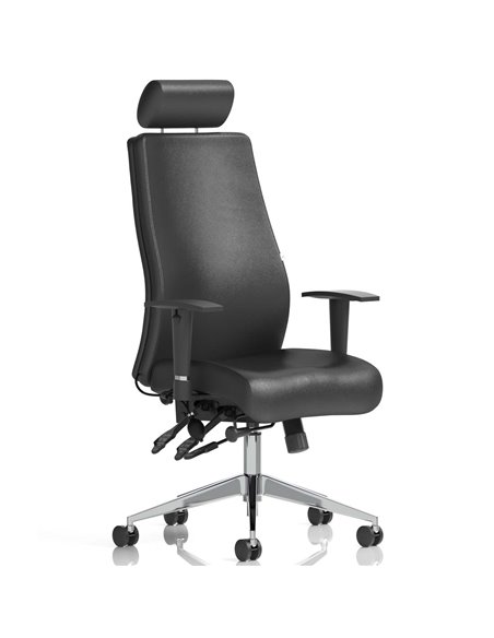 Dynamic Onyx Ergo Posture Desk Chair Black Soft Bonded Leather With Headrest With Arms OP000098 - pic 81842 | FastDaddyshop