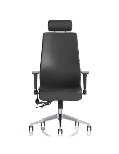 Dynamic Onyx Ergo Posture Desk Chair Black Soft Bonded Leather With Headrest With Arms OP000098