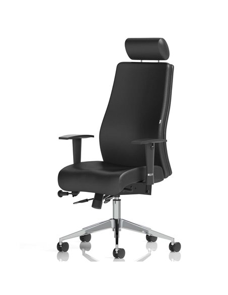 Dynamic Onyx Ergo Posture Desk Chair Black Soft Bonded Leather With Headrest With Arms OP000098 - pic 81844 | FastDaddyshop
