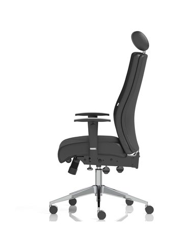 Dynamic Onyx Ergo Posture Desk Chair Black Soft Bonded Leather With Headrest With Arms OP000098