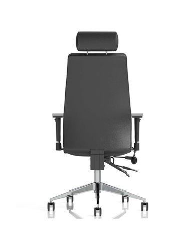 Dynamic Onyx Ergo Posture Desk Chair Black Soft Bonded Leather With Headrest With Arms OP000098