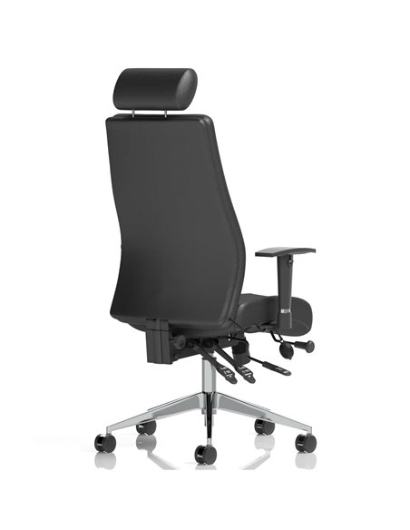 Dynamic Onyx Ergo Posture Desk Chair Black Soft Bonded Leather With Headrest With Arms OP000098 - pic 81848 | FastDaddyshop