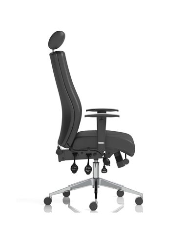 Dynamic Onyx Ergo Posture Desk Chair Black Soft Bonded Leather With Headrest With Arms OP000098