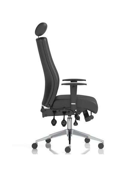 Dynamic Onyx Ergo Posture Desk Chair Black Soft Bonded Leather With Headrest With Arms OP000098 - pic 81849 | FastDaddyshop