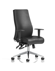 Dynamic Onyx Ergo Posture Desk Chair Black Soft Bonded Leather Without Headrest With Arms OP000099