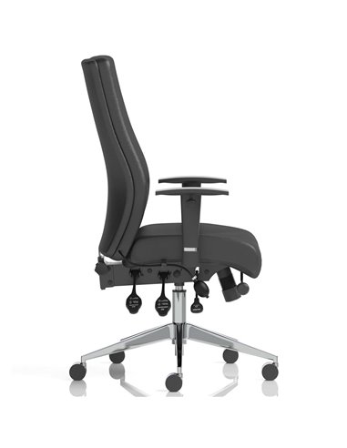 Dynamic Onyx Ergo Posture Desk Chair Black Soft Bonded Leather Without Headrest With Arms OP000099