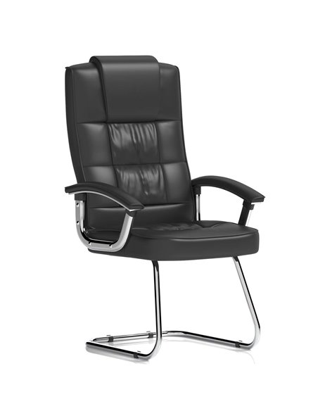 Dynamic Moore Deluxe Visitor Cantilever Chair Black Leather With Arms KC0152 - pic 81878 | FastDaddyshop
