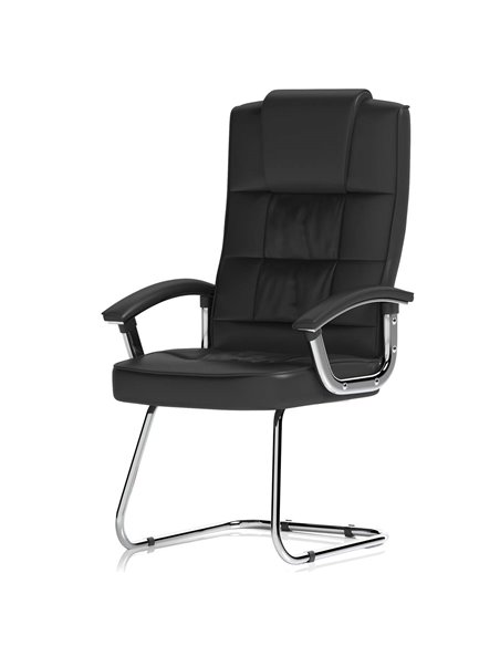Dynamic Moore Deluxe Visitor Cantilever Chair Black Leather With Arms KC0152 - pic 81880 | FastDaddyshop