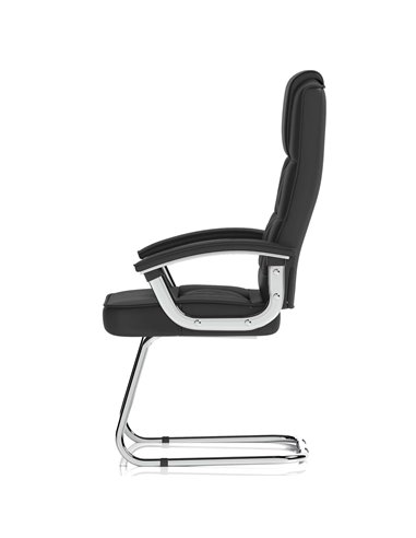 Dynamic Moore Deluxe Visitor Cantilever Chair Black Leather With Arms KC0152