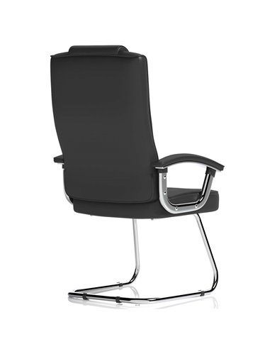 Dynamic Moore Deluxe Visitor Cantilever Chair Black Leather With Arms KC0152