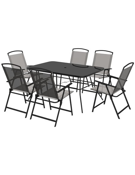 Outsunny 7 Pieces Metal Garden Furniture Set with Folding Chairs 84B-693V06GY - pic 81931 | FastDaddyshop