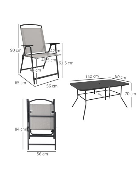 Outsunny 7 Pieces Metal Garden Furniture Set with Folding Chairs, Patio Dining Set, 6 Seater Outdoor Table and Chairs with Tempe - pic 81933 | FastDaddyshop