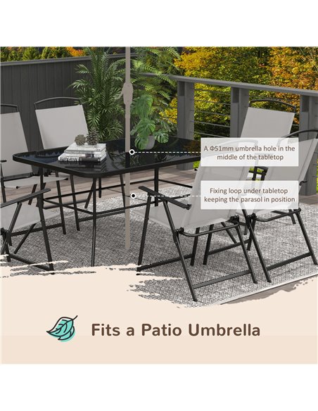 Outsunny 7 Pieces Metal Garden Furniture Set with Folding Chairs, Patio Dining Set, 6 Seater Outdoor Table and Chairs with Tempe - pic 81936 | FastDaddyshop