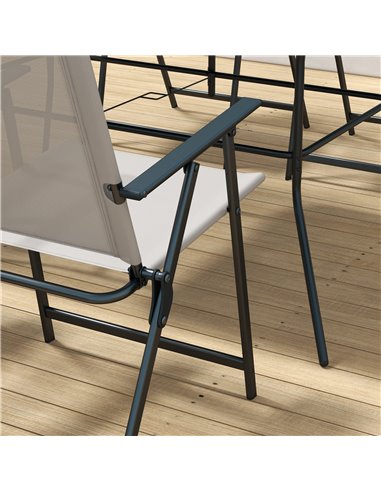 Outsunny 7 Pieces Metal Garden Furniture Set with Folding Chairs, Patio Dining Set, 6 Seater Outdoor Table and Chairs with Tempe