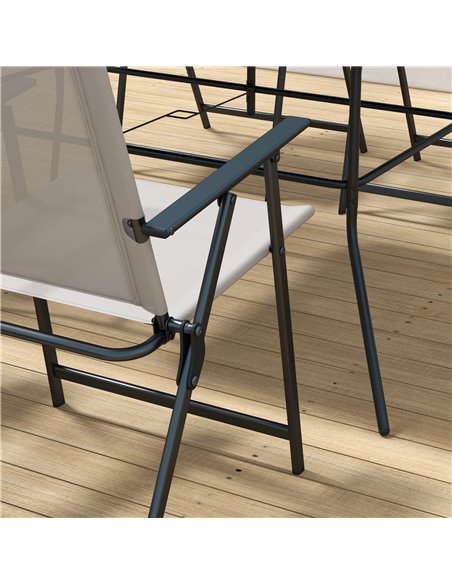 Outsunny 7 Pieces Metal Garden Furniture Set with Folding Chairs, Patio Dining Set, 6 Seater Outdoor Table and Chairs with Tempe - pic 81938 | FastDaddyshop