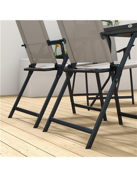 Outsunny 7 Pieces Metal Garden Furniture Set with Folding Chairs, Patio Dining Set, 6 Seater Outdoor Table and Chairs with Tempe - pic 81939 | FastDaddyshop