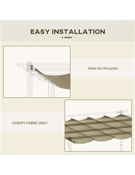 Outsunny Retractable Pergola Shade Cover, Replacement Canopy Fabric for 3 x 3 (m) Pergola, Gazebo Retractable Roof, Tan - pic 81972 | FastDaddyshop