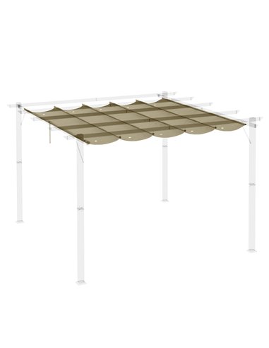 Outsunny Retractable Pergola Shade Cover, Replacement Canopy Fabric for 3 x 3 (m) Pergola, Gazebo Retractable Roof, Tan