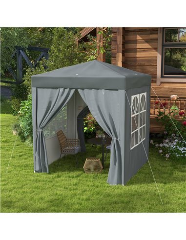 Outsunny Garden Pop Up Gazebo Marquee Party Tent Canopy with free Carrying Case, Removable 2 Walls, 2 Windows, 2m x 2m, Grey 84C